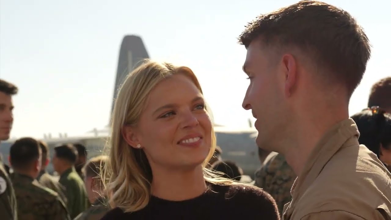 C-130 pilot deployment Homecoming - Marine returns to wife and big family