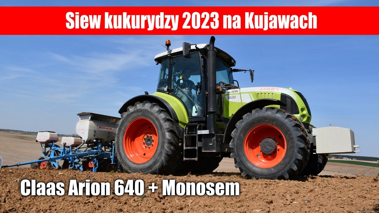Siew kukurydzy 2023 - Claas Arion 640 + Monosem, usługi rolnicze Bartosza Mr&oacute;z