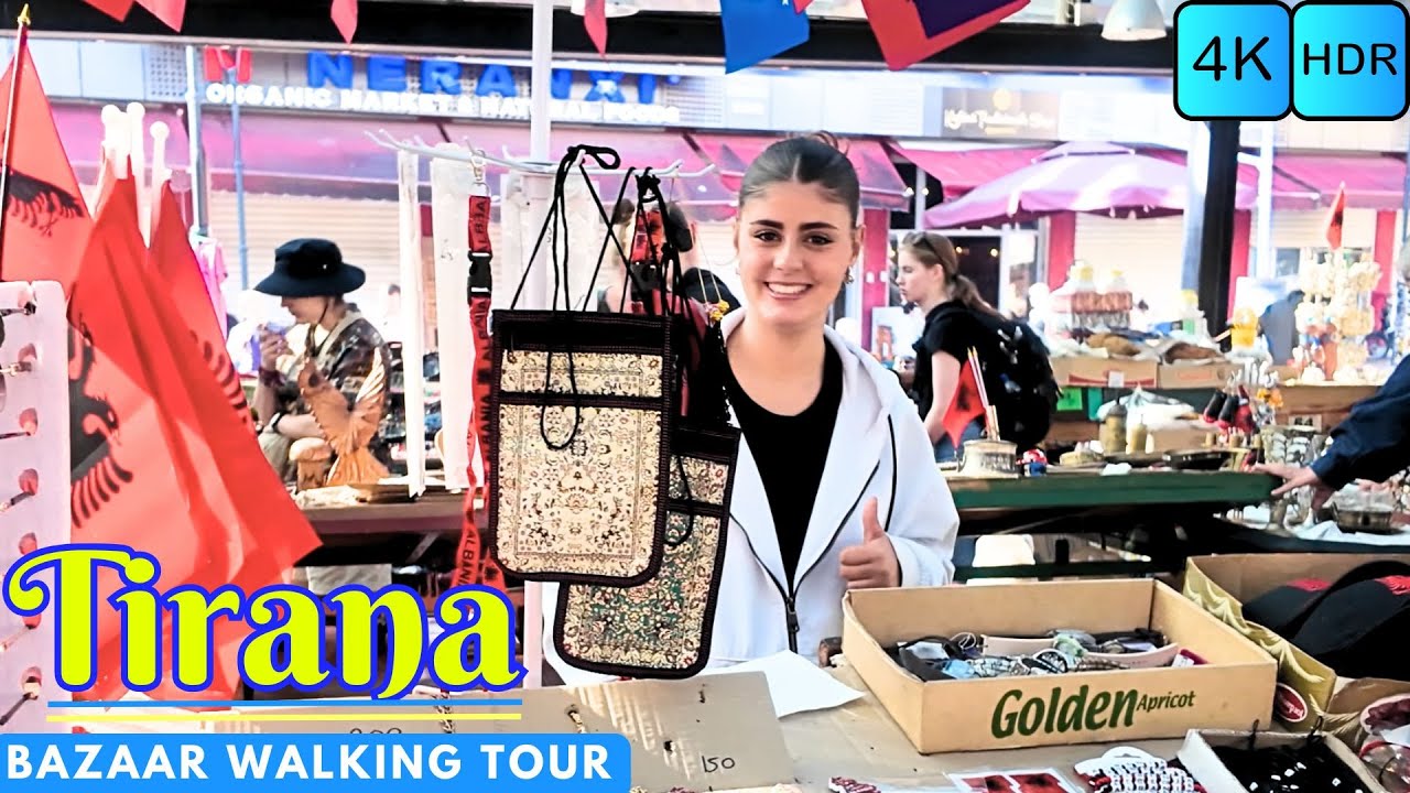 Old Bazaar Tirana, Walking Through Old Town of Tirana 🇦🇱 in 4K HDR  | 4K Albania Walking Tour 60fps