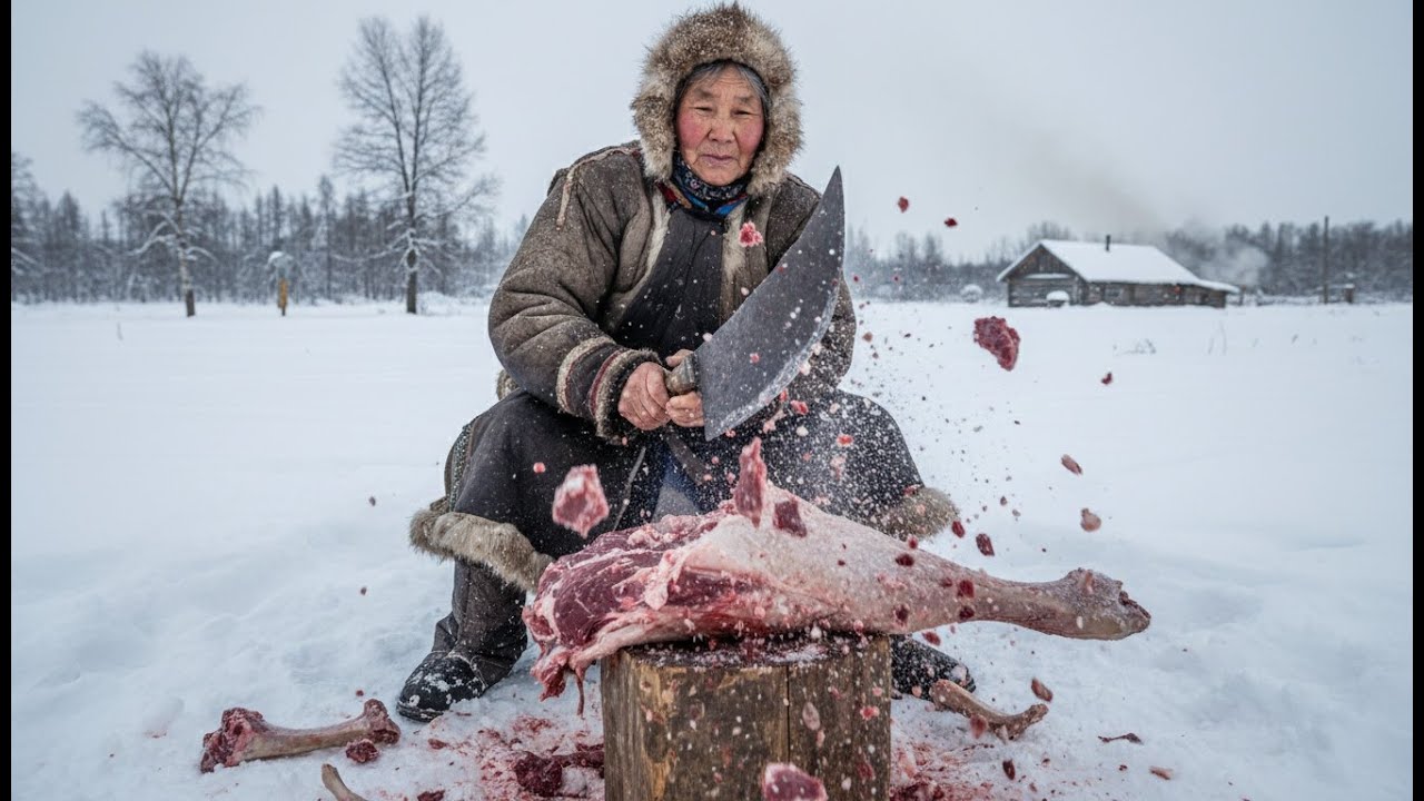 Living Alone in Siberia Elderly Woman Builds a Sn