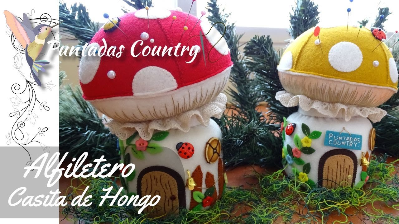 FRASCOS DECORADOS | Alfiletero casita de Hongo