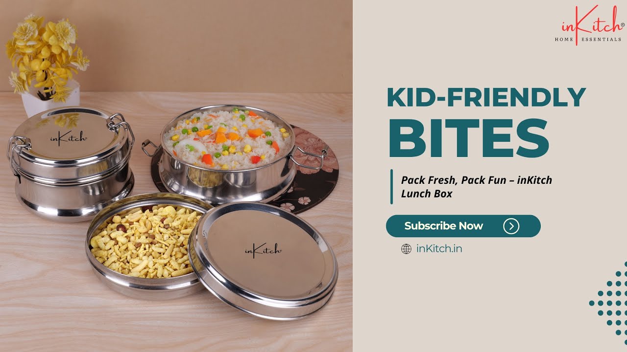 inKitch Stainless Steel Clip Tiffin Box | 3 Sizes | Leak-Proof & Airtight | School, Office & Travel