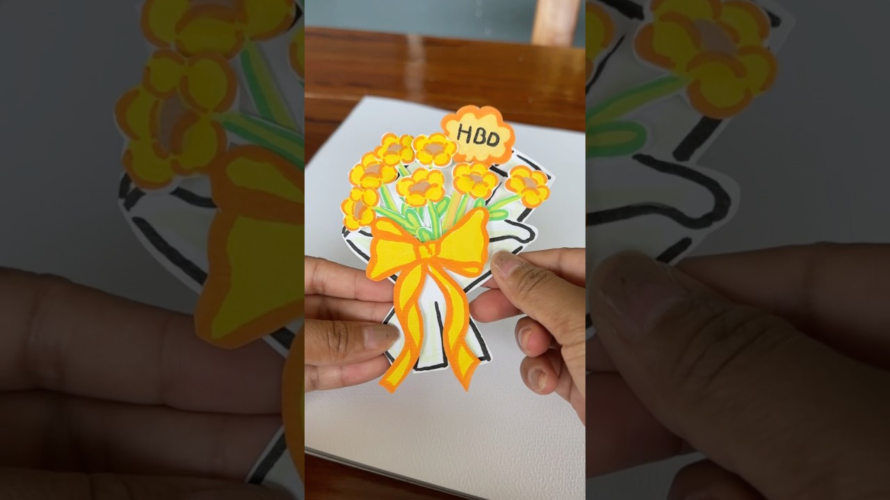 easy diy flower BIRTHDAY gift🌻💛 #diy #handmadegift #flowerbouqet #papercraft #birthdaygift #craft