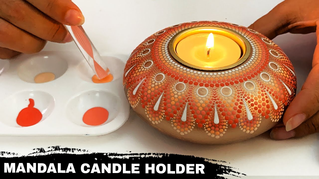 Mandala Art Tealight Candle Holder DIY Craft Ideas Dot Satisfying Painting #mandalaart #candleholder
