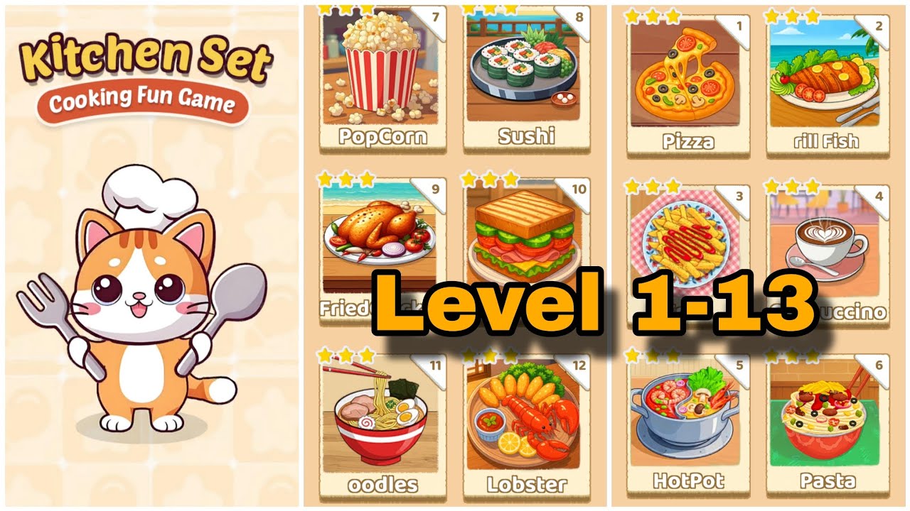 Crazy Kitchen Set Cooking Game Level 1-13 Gameplay Walkthrough 
