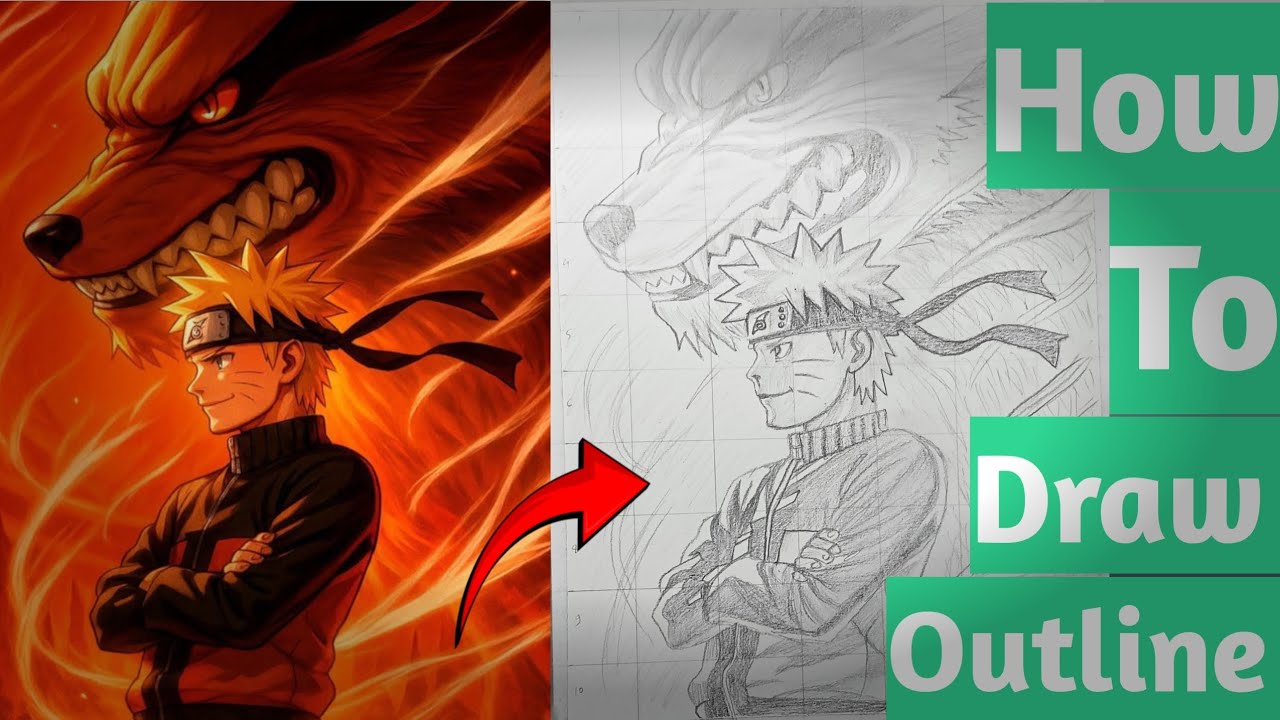How To Draw Naruto Uzumaki With Kurama ( Nine -Tails - Fox ) | Naruto Drawing Step By Step Tutorial 