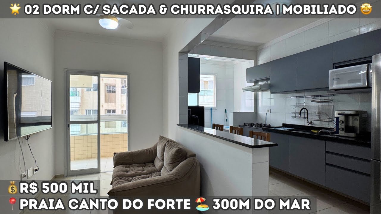 🌟 APARTAMENTO MOBILIADO COM SACADA GOURMET NA MELHOR RUA DO CANTO DO FORTE – PRAIA GRANDE/SP 🏖️
