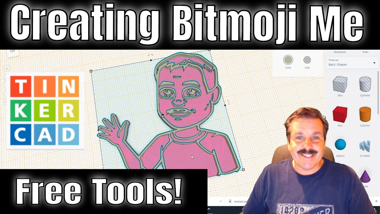 A 3D printable Bitmoji! Tinkercad, Inkscape, SVG, & other free tools