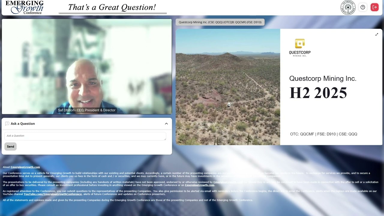 Questcorp Mining, Inc. (OTCQB: QQCMF) (CSE: QQQ)