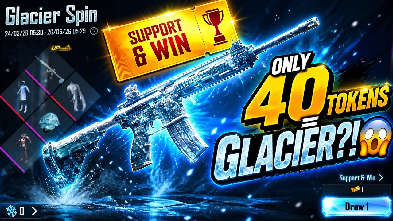 ONLY 40 TOKENS = GLACIER❓ | M416 Glacier Lucky Spin Crate Opening | Get Glacier in BGMI
