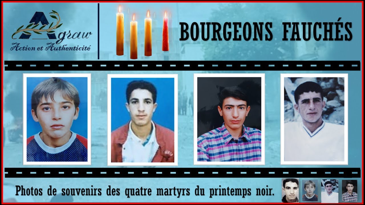 Photos de souvenirs des quatre martyrs du printemps noir aux Ouadhias.