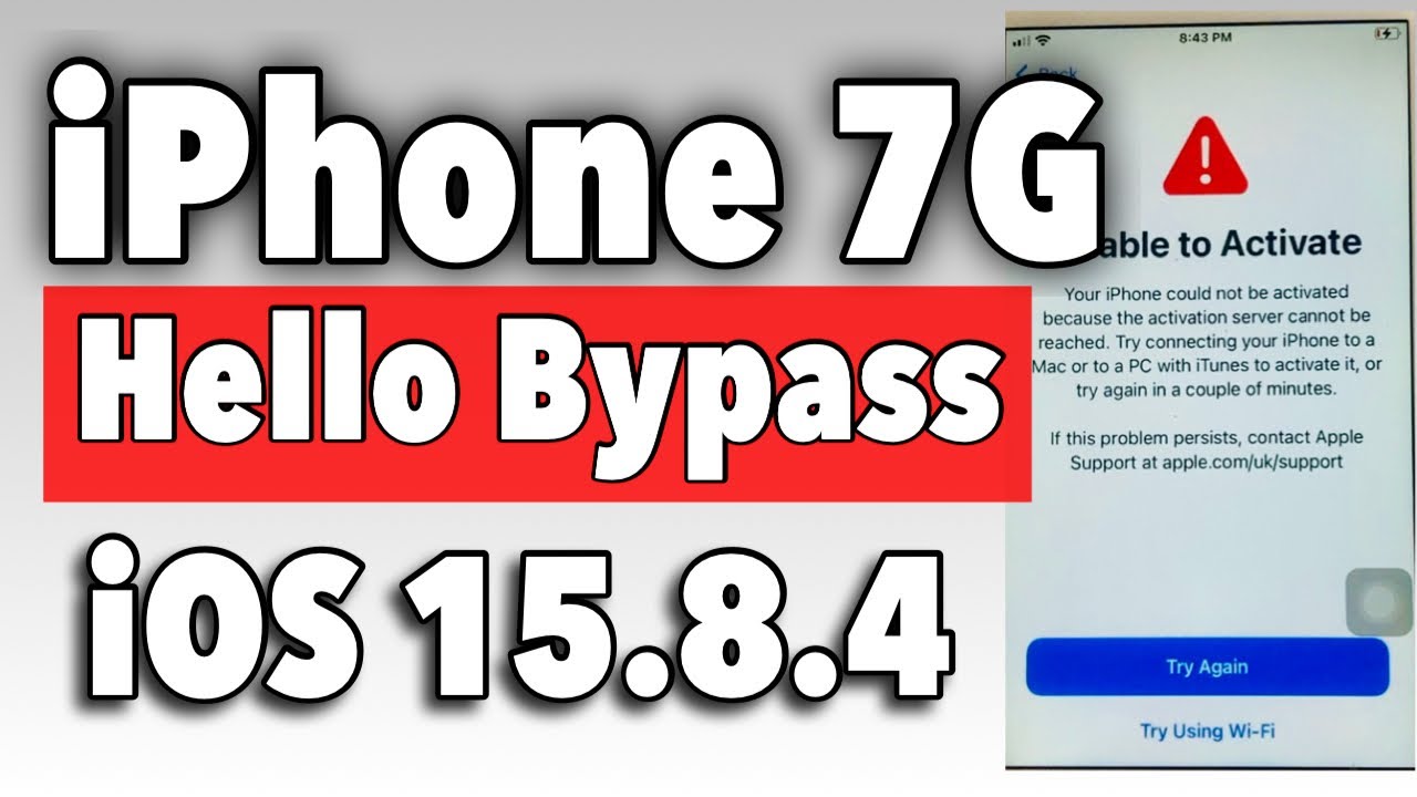 iphone 7G icloud Bypass iOS 15.8.4 Unlocktool | Unable To Activate |