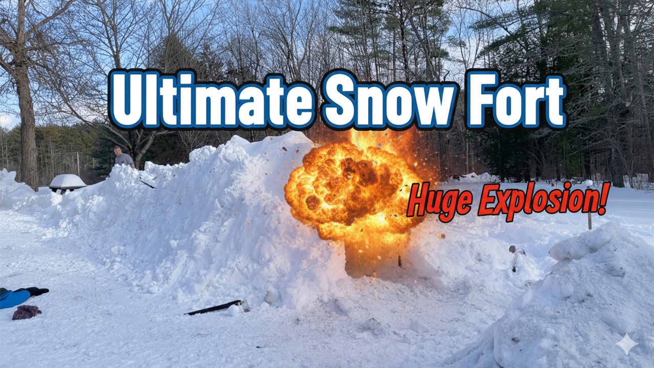 Using a Flame Thrower and Explosives to Build a Snow Fort