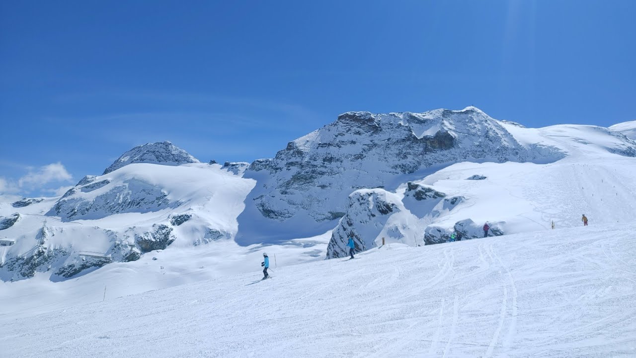 Saas Fee skiing during easter (april 2023). Switzerland