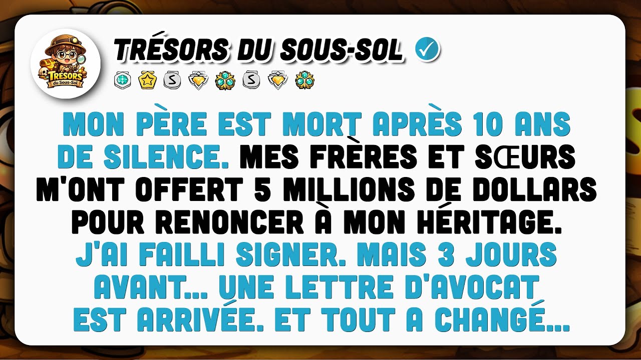 Mes Frères M'ont Offert 5M$ Pour L'héritage. L'avocat A Tout Changé Avant La Signature.