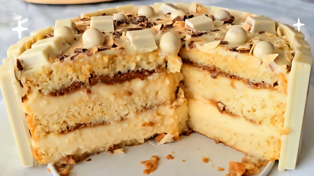 ❤ Особый трехъярусный торт из трех видов молока с заварным кремом и кремом из лотоса - очень простой