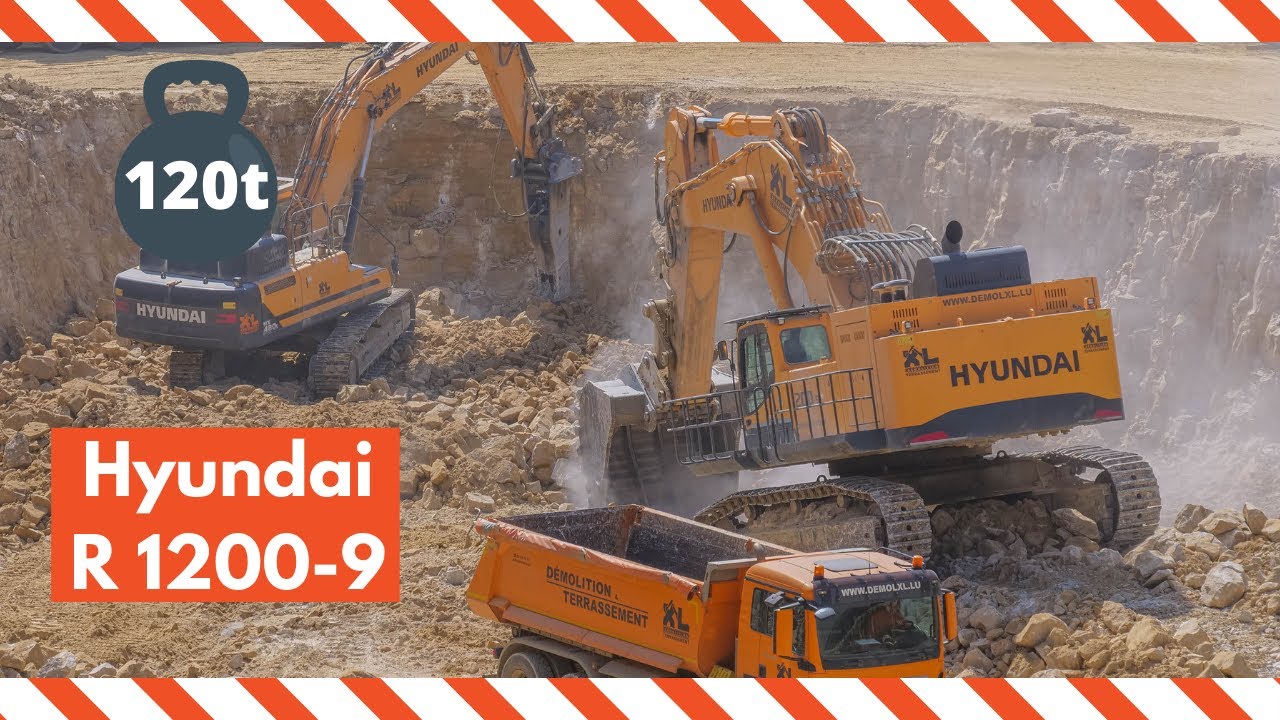 Hyundai R1200-9 from XL Demolitions loading trucks in Luxembourg.