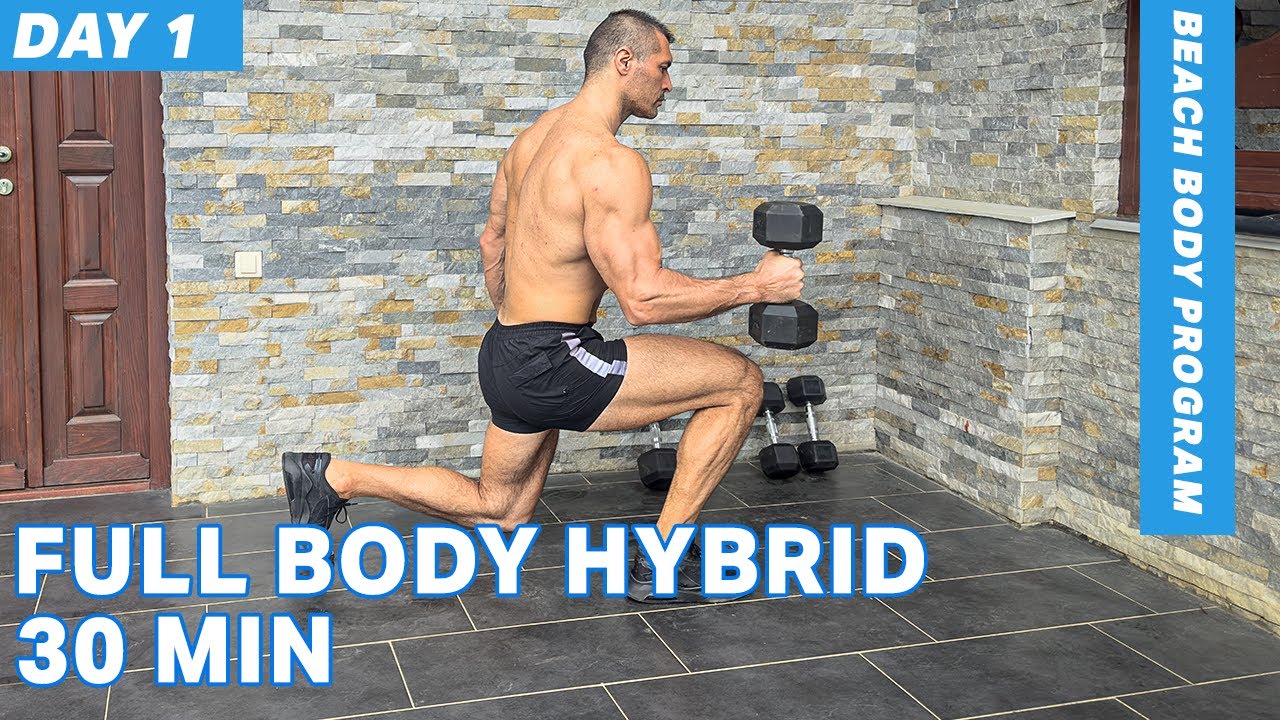 Day 1: 30-Minute Full Body Hybrid Workout | Dumbbells + Bodyweight Strength & Burn