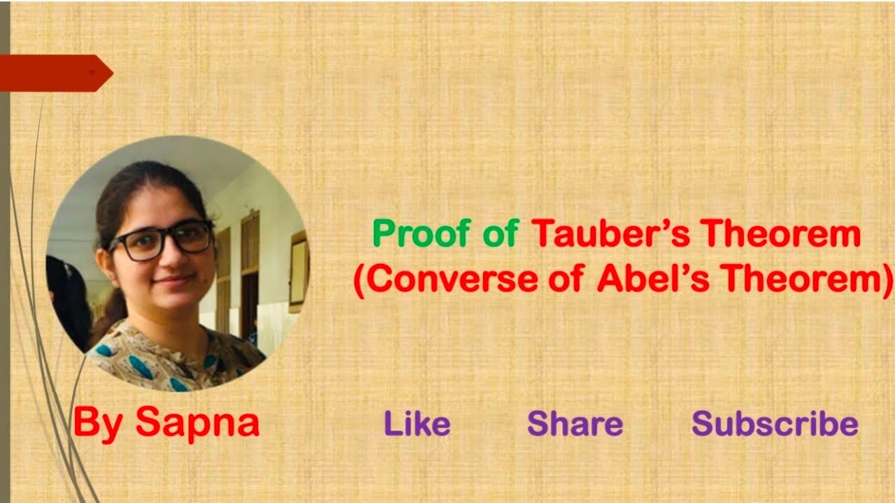 Tauber's theorem ( converse of Abel's theorem ) | by Sapna |@billionaire icon