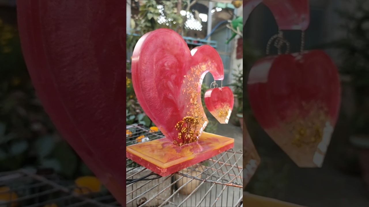 Resin Art Heart Mold | creative art #resinart #video #creative #art #ytshorts #resinmold #viralvideo