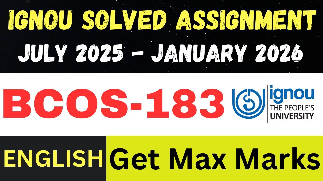 BCOS-183 Solved Assignment 2025-26 | July 2025 – Jan 2026 | IGNOU English Medium