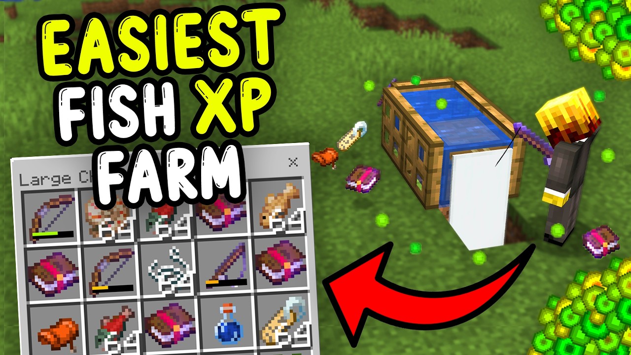 NAJŁATWIEJSZE farmy ryb i XP w Minecraft Bedrock 1.21+!