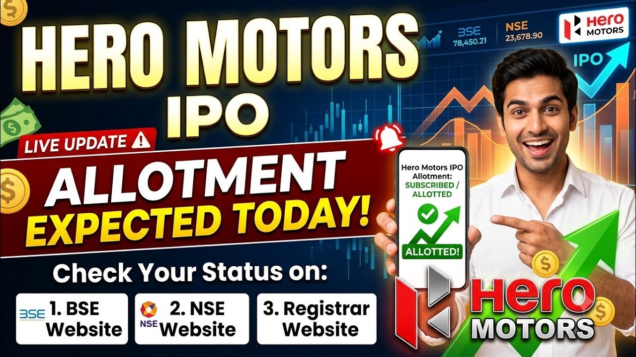 Hero Motors IPO Allotment Expected Today: Check Your Status on BSE, NSE & Registrar Website