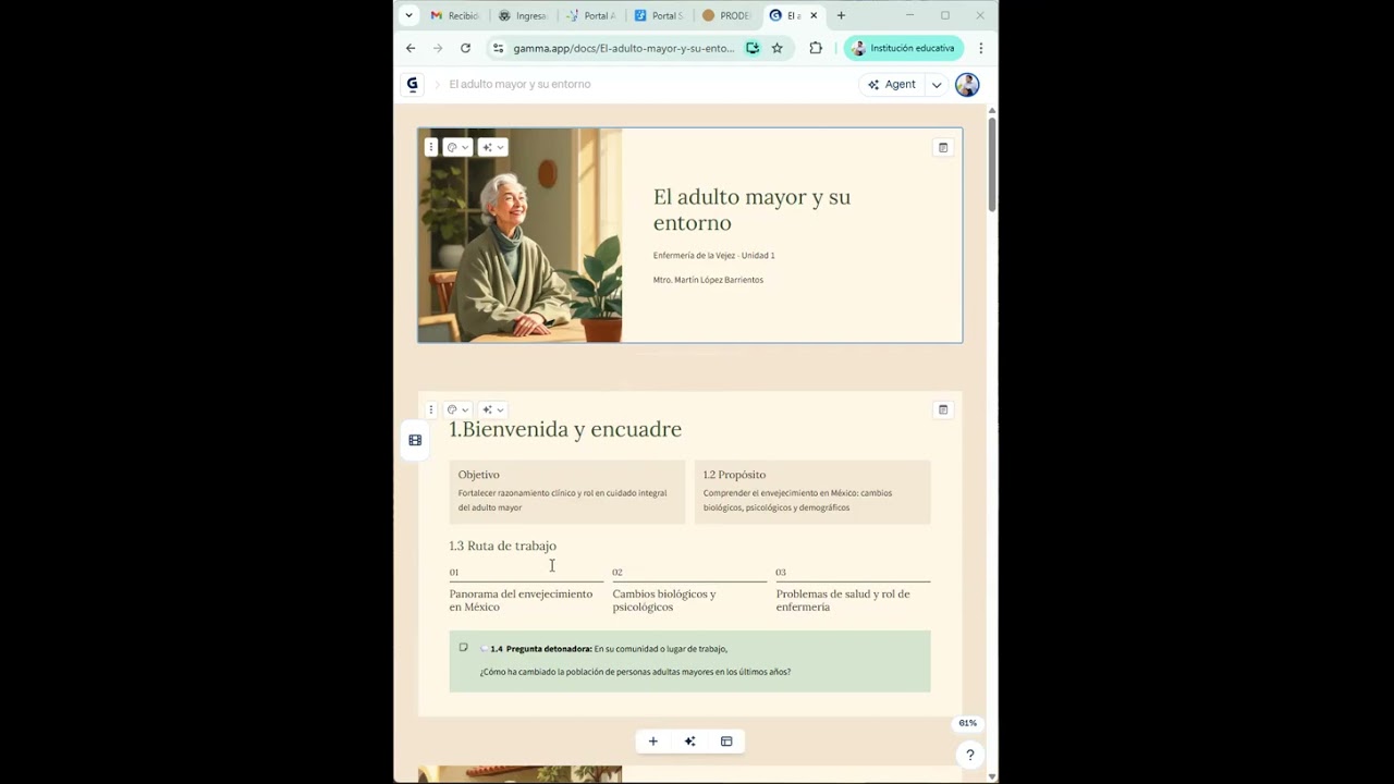 Grabación de la primera sesión sincrónica.