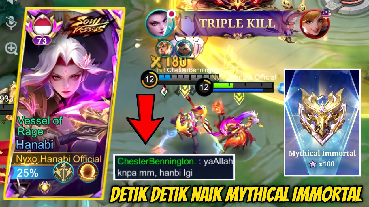 DETIK DETIK NAIK IMMORTAL TOP INDO HANABI DIREMEHIN! AUTO KASIH PAHAM GUYS! BEST BUILD TERSAKIT-MLBB