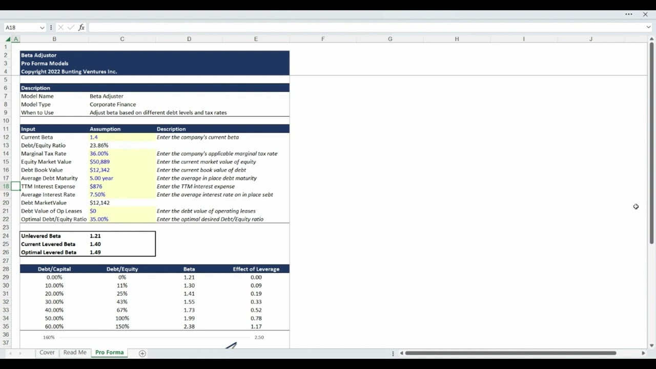 Beta Adjustor Financial Model - Pro Forma Models