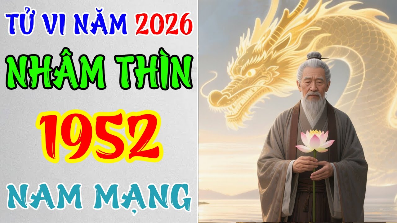 Tử Vi Năm 2026: Tuổi Nhâm Thìn 1952 Nam Mạng, Vận Trình Ổn Định, An Khương Thịnh Vượng.