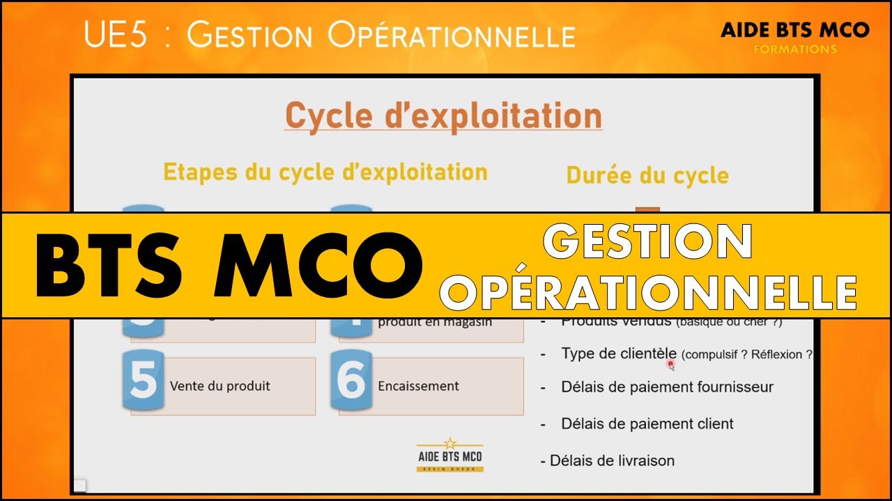 AIDE BTS MCO | Qu'est-ce que le CYCLE d'exploitation ? | U5 GESTION OPÉRATIONNELLE