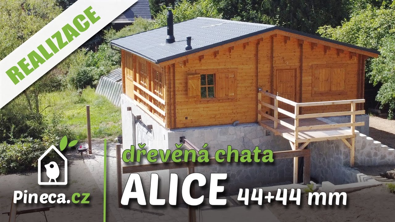 🏠 Naše realizace - Dřevěná chata ALICE 44+44 mm | Pineca.cz