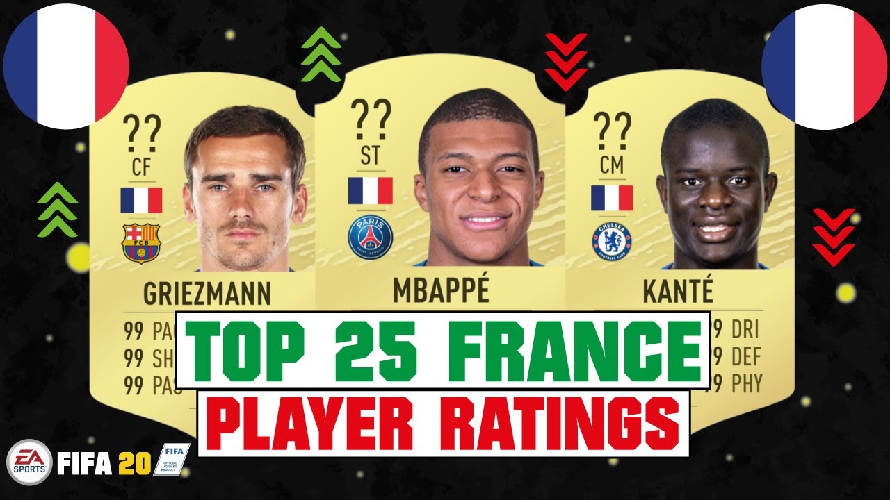 FIFA 20 | TOP 25 FRANCE HIGHEST PLAYER RATINGS 😳🇫🇷| FT. MBAPPE , GRIEZMANN, KANTE... etc