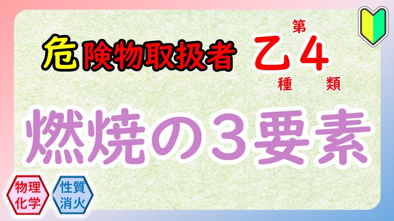 【危険物乙4】〈物理・化学〉🔰燃焼の3要素