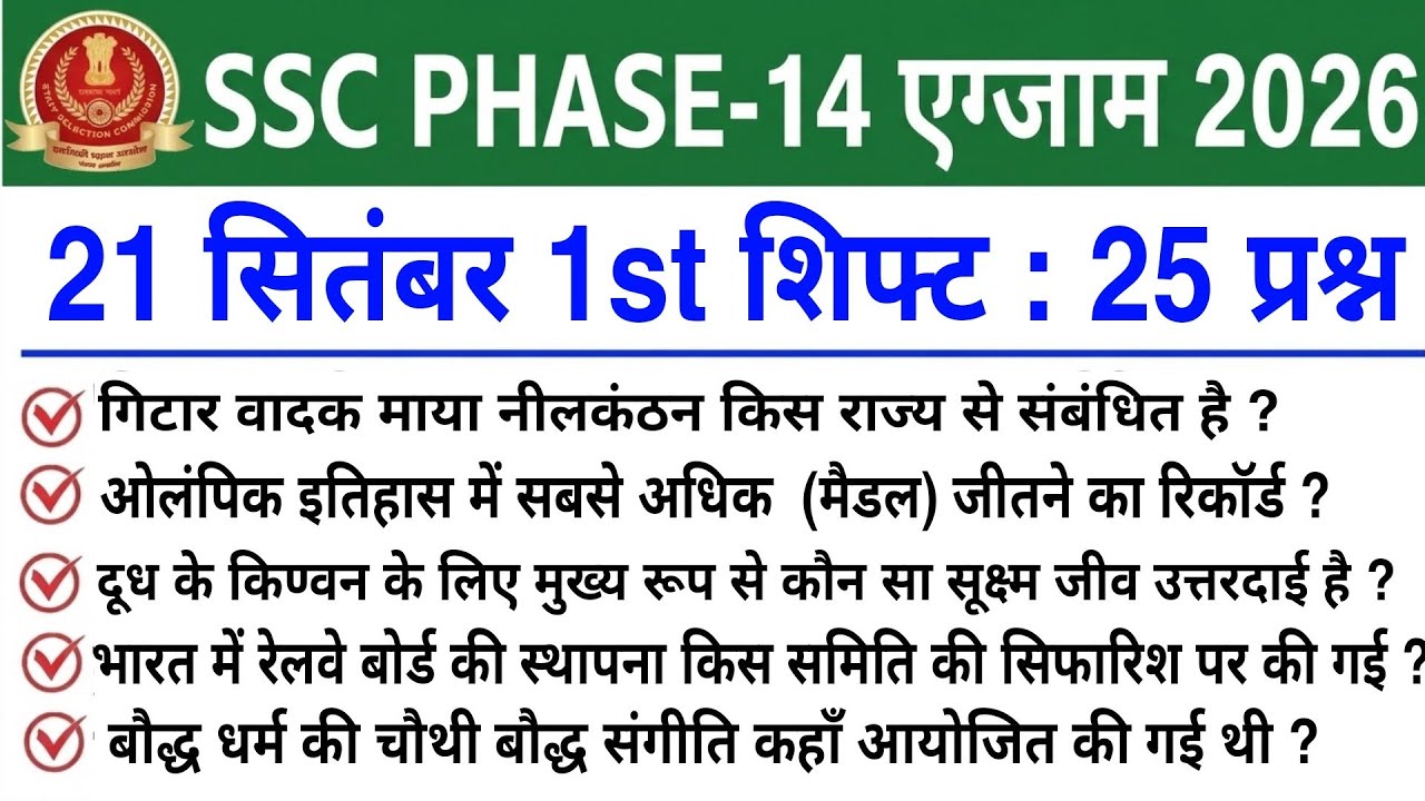SSC Phase 14 Exam Analysis: 21 September 1st Shift 2026 | SSC Selection Phase 14 Exam Analysis 2026