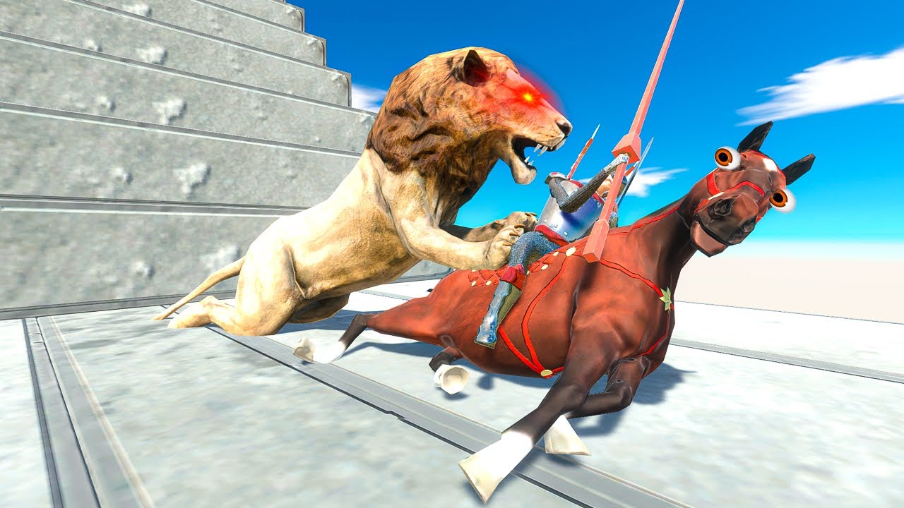 FALLING DOWN the STAIRS and ESCAPE from the FEROCIOUS BEAST - Animal Revolt Battle Simulator