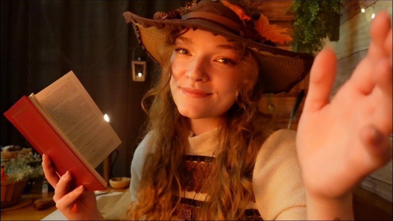 ASMR 🍂🔮 Autumn Witch takes care of you (back scratching, muffled rain)