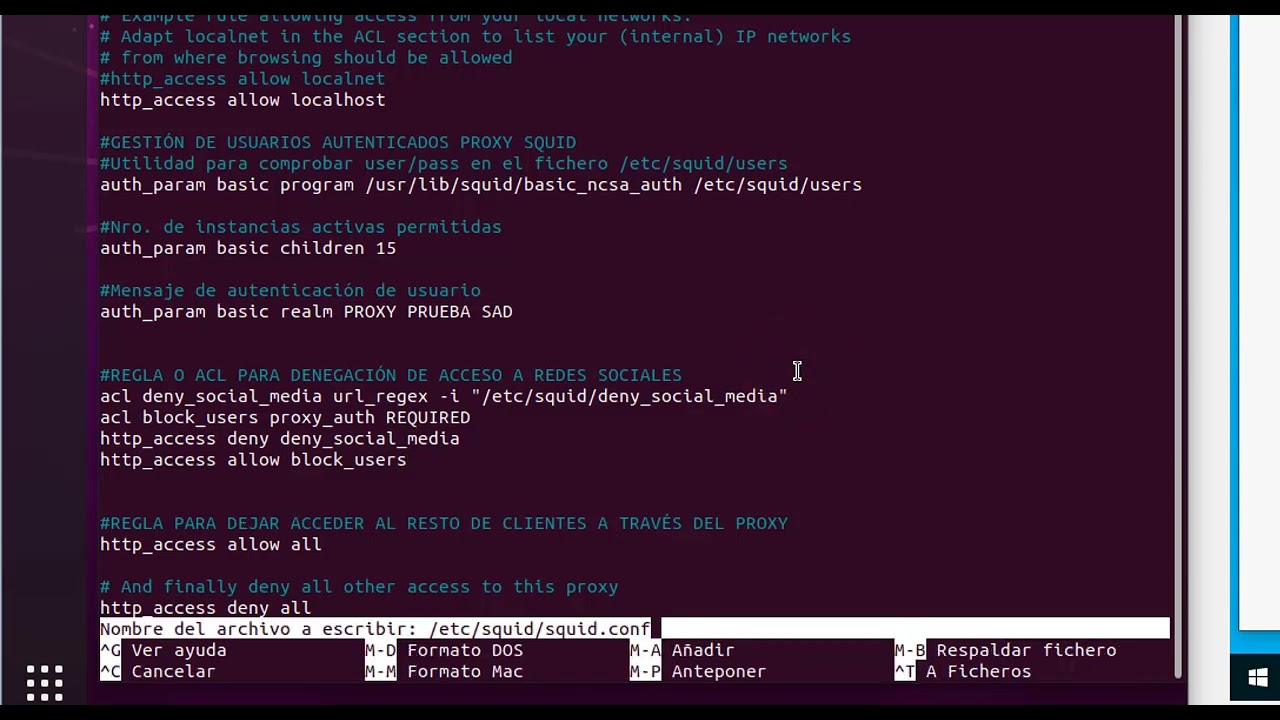 Configuración de Squid Proxy para que solicite usuario y contraseña para salida a Internet.
