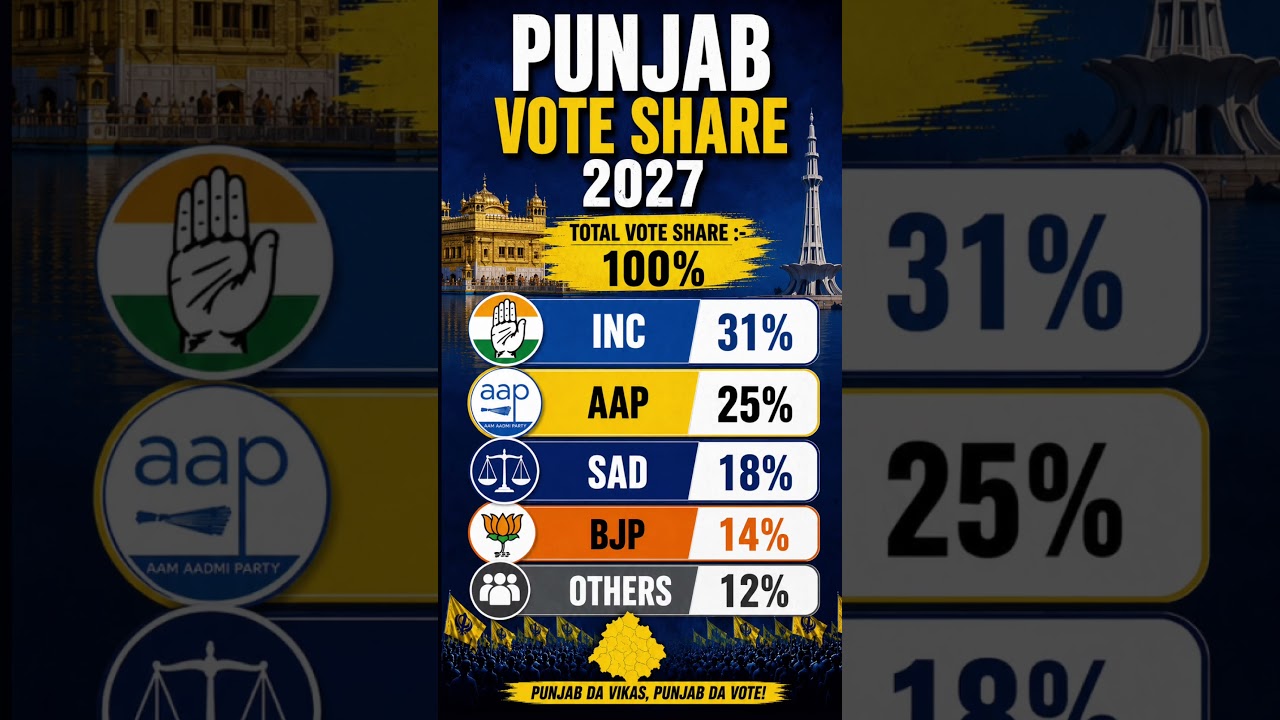 Punjab Election 2027 Opinion Poll 🔥 Vote Share Survey