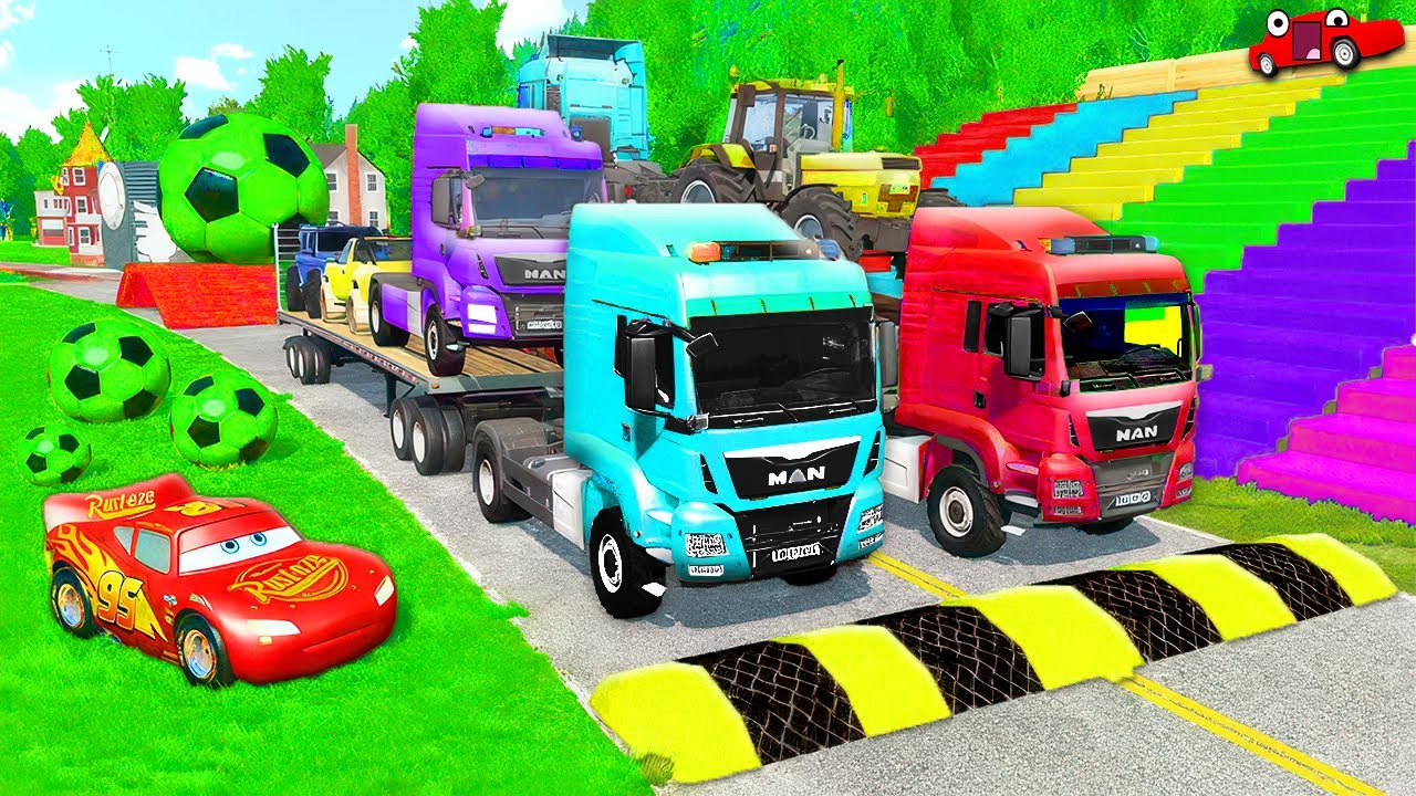 Long Truck Convoy vs Speed Bumps – Multiple Impact Physics (BeamNG) EP.11 🛞