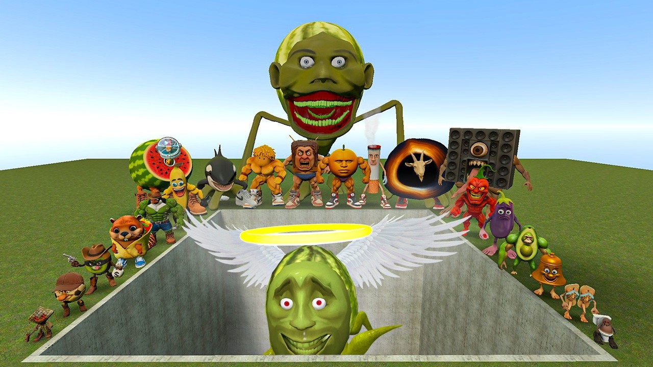 AI Brainrot Memes vs Angel Lin Gang Melon Bosses in Giant Pit &ndash; Gmod Chaos