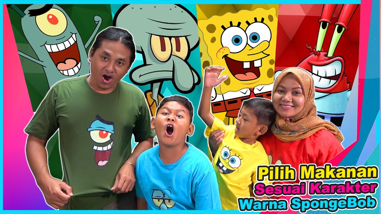 Pilih Karakter Spongebob Sesuai Makanan 1 Warna | Tantangan Berburu Makanan | Praya Family