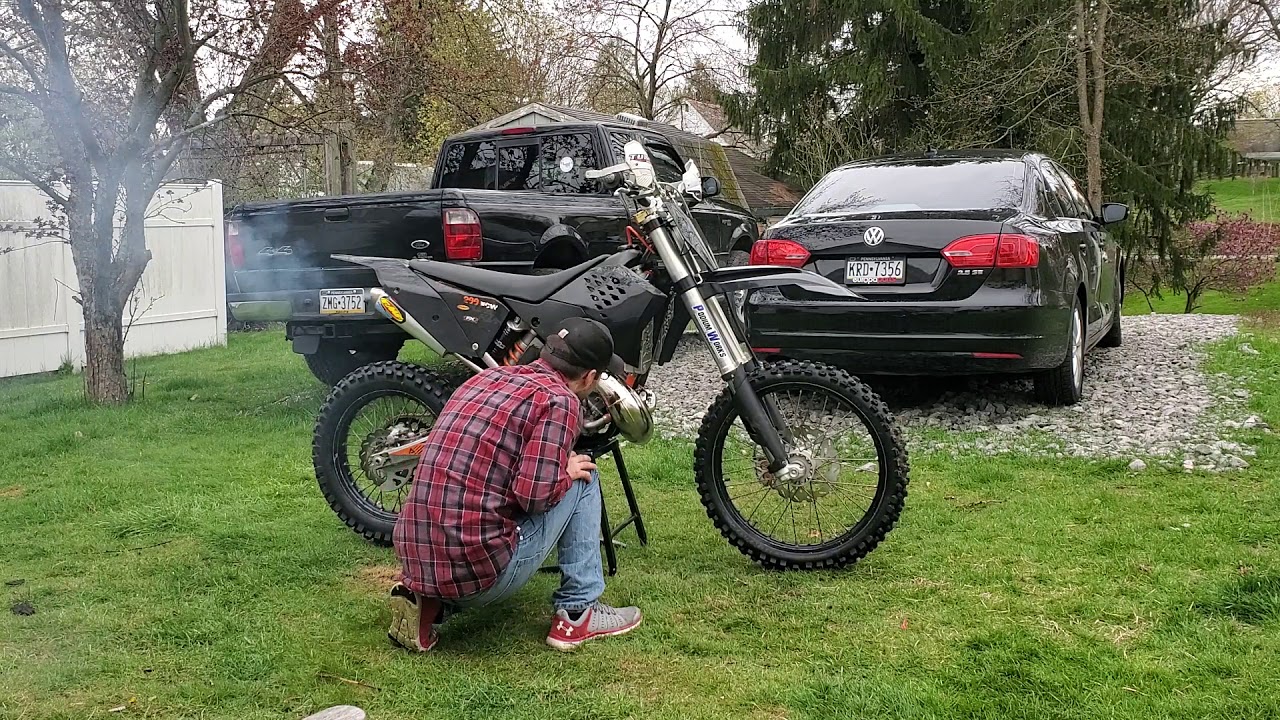 2009 KTM XCW 200 First Start After Full Rebuild
