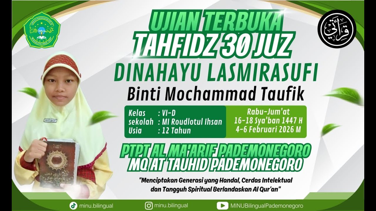 LIVE TASMI' 30 JUZ DINAHAYU LASMIRASUFI - MI ROUDLOTUL IHSAN MAARIF NU