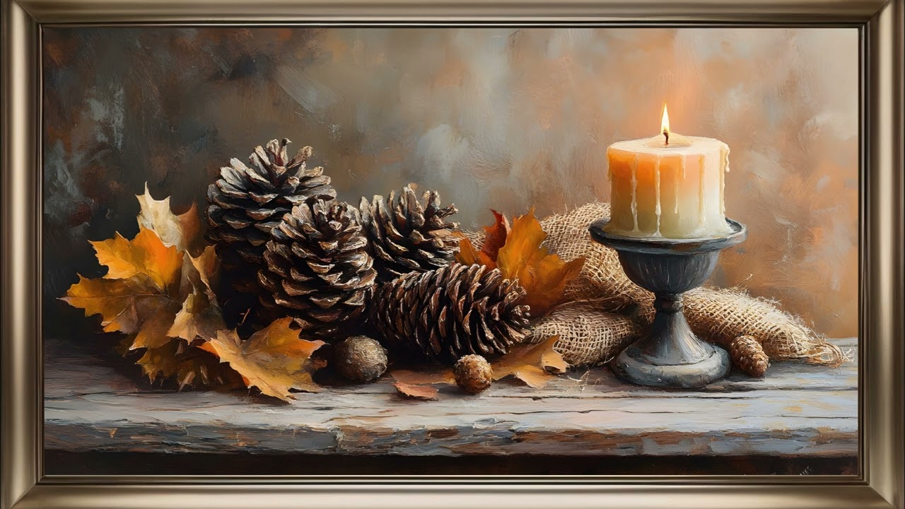 Rustic Pinecone Still Life | Timeless Nature-Inspired TV Art 🍂✨
