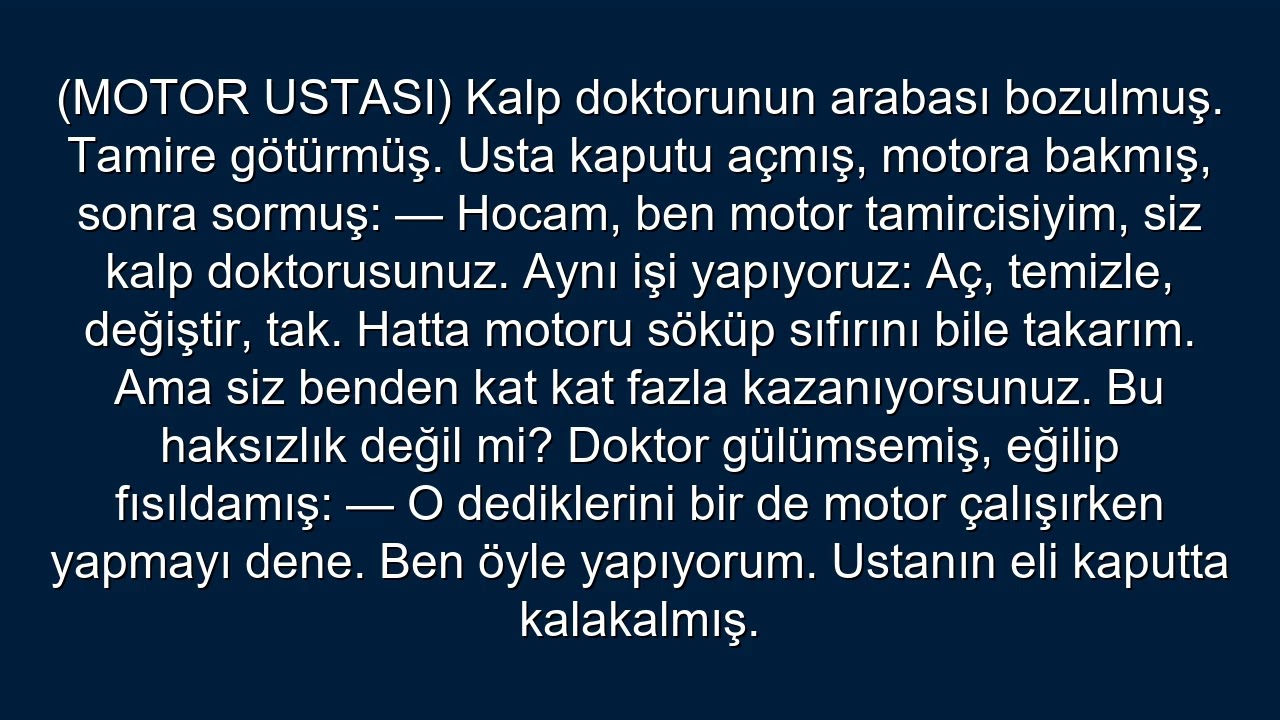 İngilizce Türkçe Fıkralar (Motor ustası)