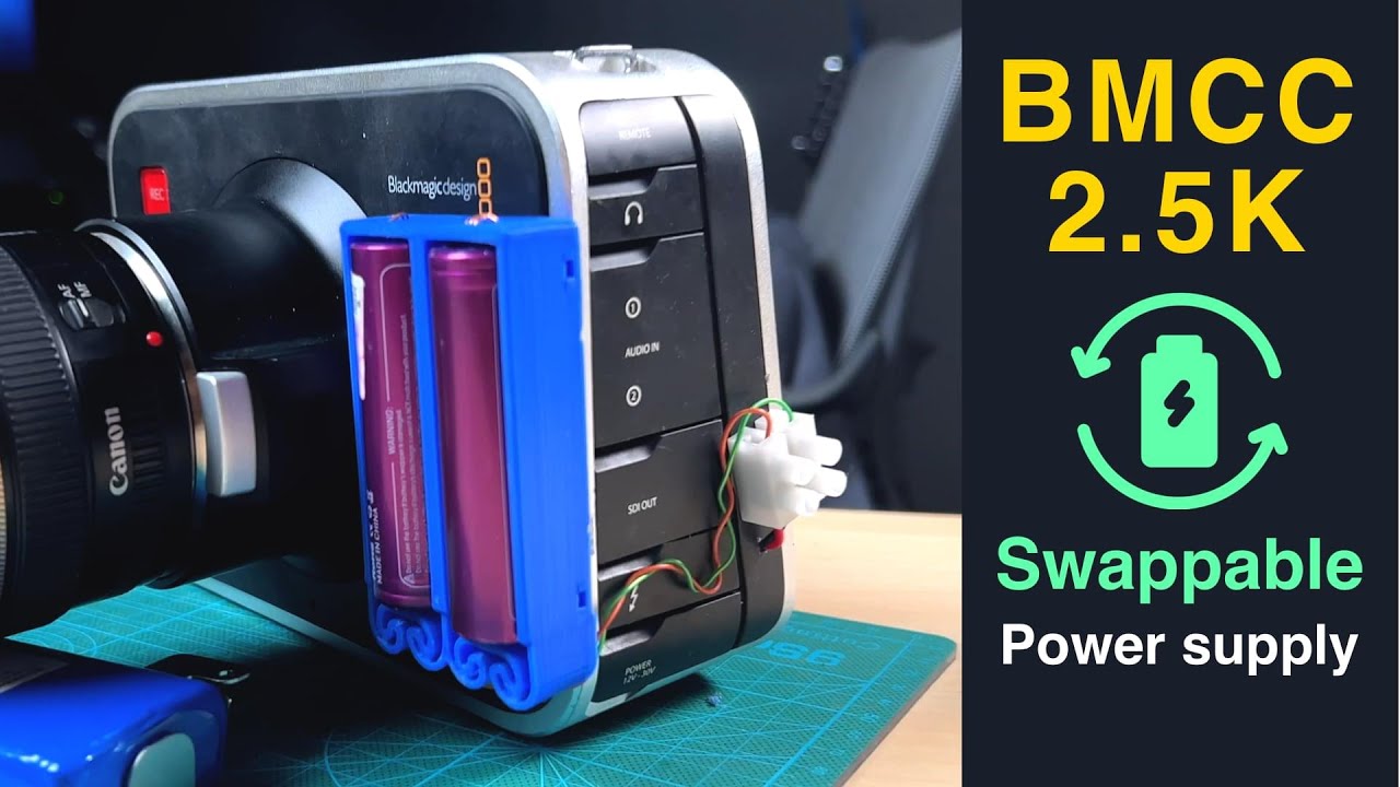 BMCC OG 2.5K  power supply modification with 2x 18650 battery cells