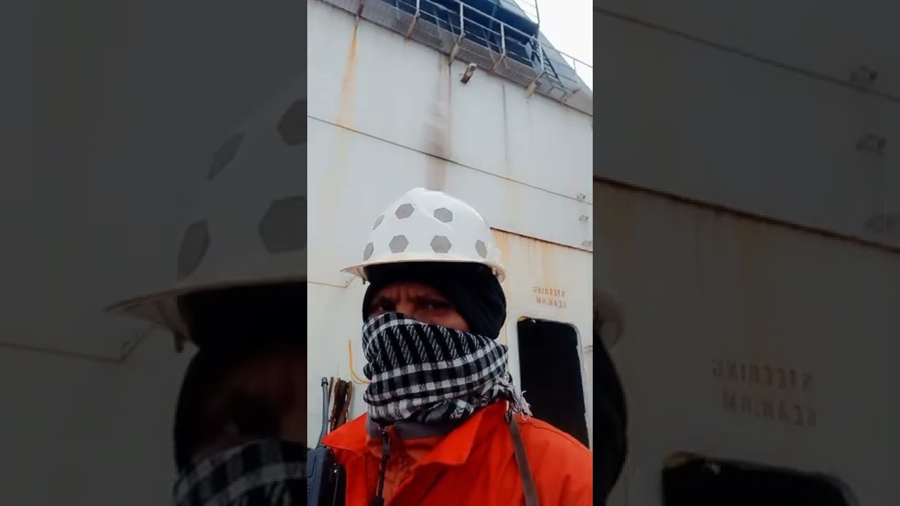 Aft station of the ship w/mooring lines.