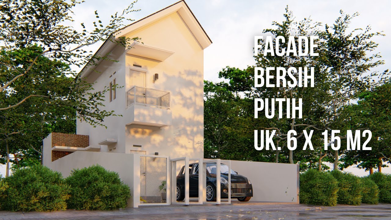 FASADENYA BERSIH PUTIH  RUMAH 2 LANTAI MINIMALIS DILAHAN 6 X 15 M